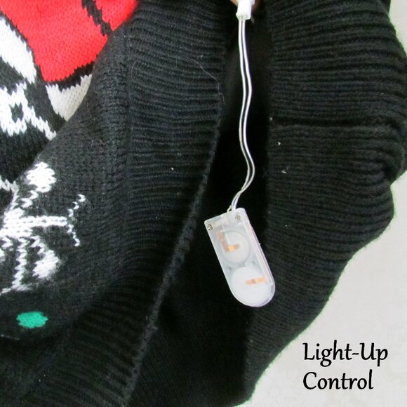 CHRISTMAS SWEATER, LIGHT-UP & BLINKING SANTA PARTY SWEATER TALL M-L 42-44" CHEST - Picture 3 of 8